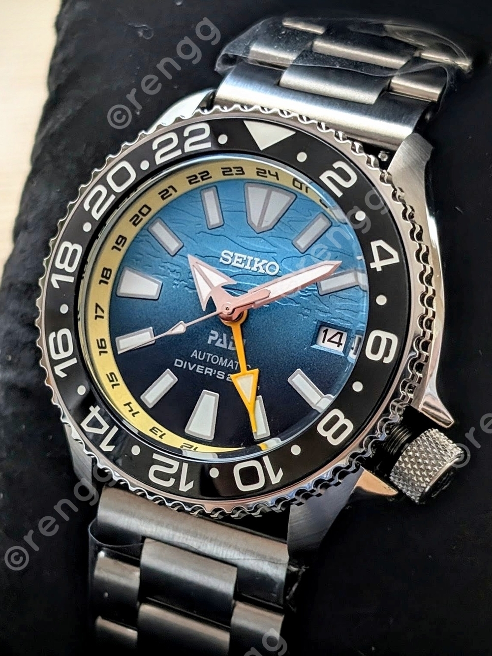 Seiko Blue Deep Sea Automatic Lume GMT Diver Mod Watch 42mm 24jewels
